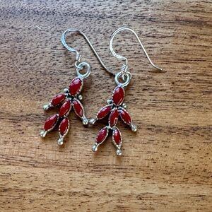 Elegant Red Coral Sterling Silver Earrings